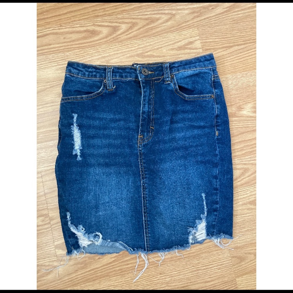 DARK BLUE DENIM SKIRT - Picture 3 of 6